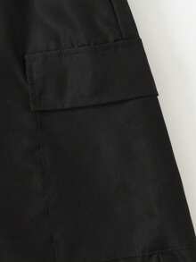 青少年男孩休闲简约洛杉矶“LA”字母印花无袖背心+工装裤春夏舒适新款套装 - 深灰色 - 查看 9