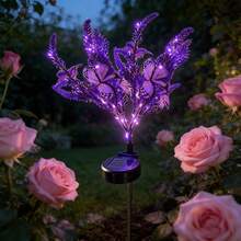 1pc Solar 7-Head Lavender With Butterfly Light, Lavender Butterfly Solar Ground Plug Light, LED Outdoor Anti Real Flower Landscape Light, Solar Garden Light Used For Outdoor Decoration Of Courtyard Gardens, Paths, Backyards, And Terraces. It Is The Best Gift For Mothers, Grandmothers, Women, Wives, Aunties, And Sisters - Purple Light - View 8