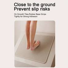 1/3pcs Set Linen-Like Anti-Slip Absorbent Bath Mat, Silica Gel Linen-Look Bath Mat, Retro Pattern Bathroom, U-Shaped Toilet Mat, Washroom Sink Absorbent Foot Mat, High Quality Thick 6.3mm - Woven Linen - Grey - View 8