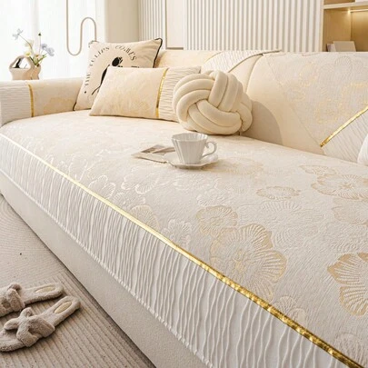 1pc Comfortable Chenille Sofa Cushion Cover, All-Season Modern Minimalist Non-Slip Sofa Seat Protector, Dust-Proof And Washable Sofa Slipcover, Fashionable Soft And Fade-Resistant, Pet-Friendly, Suitable For Bedroom, Office, Living Room, L-Shaped Sofa And 1/2/3/4-Seat Sofa