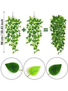 1/2 Peças Guirlanda de Folhas de Hera Artificial, Suspensão de Parede de Pothos Artificial, 1,1m de Comprimento, Hera, Planta Verde Simulada, Folhas de Hera Artificiais Pendentes, Plantas Pendentes Verdes, Decoração de Parede do Quarto, Decoração Clássica para Casa, Decoração de Casamento e Festa, Flor Artificial Pendurada na Parede, Decoração Artificial de Plantas para Casa/Cozinha/Jardim/Sala de Jantar/Jardim Externo, Bottom Verde Pendente de Trepadeira, Decoração de Primavera e Verão - Vários estilos - Visão 11