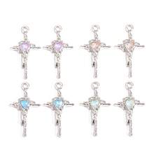 10个Y2K风格心形水晶十字架吊坠，适用于项链、手链、耳环等DIY手工饰品 - 銀色 - 查看 11