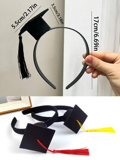 1个迷你毕业帽发箍，带流苏，理想的毕业礼物，毕业派对拍照道具，清新校园风毕业典礼配饰，毕业庆典必备头饰，毕业派对用品