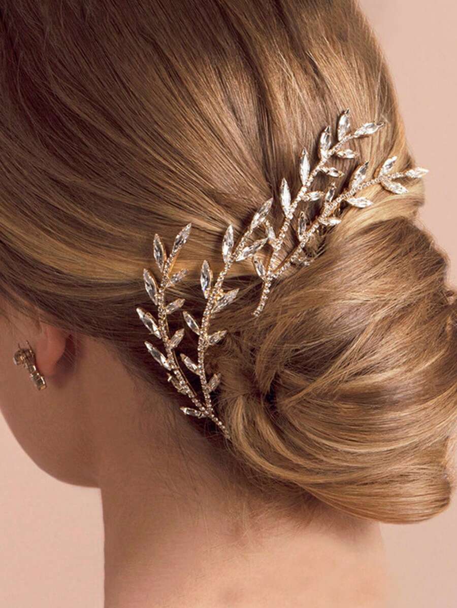 1pc Branch Hair Comb, Fresh And Elegant Style, Suitable For Bride, Wedding, Banquet, Rhinestone Hair Accessory, Haircomb, Headpiece,Summer,Holiday,Travel - Multicolor - View 1