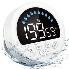 Waterproof Self-Discipline Timer With Suction Cup, Lanyard & Desktop Stand | Water Drop Countdown Display | Multi-Scene Reminder For Bathroom, Bedroom, Kitchen & Workout - White - View 1
