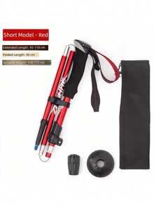 7075铝合金折叠登山杖，高度可调节，轻便防滑，适合徒步和越野跑，男女通用 - 彩色 - 查看 4