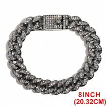 Bộ dây chuyền và vòng tay kiểu màu đen unisex thời trang mới, đính đá lấp lánh, phong cách Punk Hip-Hop Rock. - Dây chuyền và vòng tay nam - Xem 8