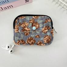 Corduroy Flip Cover Card Holder/Coin Purse, Multi-Function Leopard Print Organizer Pouch, Women's Portable Lipstick & Cosmetic Bag, Can Store Various Small Items - Multicolor - View 13