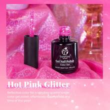 Beetles White Gel Nail Polish -1PC 15ml White Spring Colors Gel Polish - Hot Pink Glitter - View 3