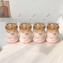 Bộ 1-2-4 chiếc cốc cà phê thủy tinh dung tích lớn, cốc thủy tinh lượn sóng sáng tạo, cốc cà phê hình đám mây có thể tái sử dụng, thích hợp cho sữa, cà phê đá, trà sữa, đồ uống nóng và lạnh, kèm ống hút thủy tinh, thích hợp cho mùa đông, mùa hè và du lịch. - Nhiều màu - Xem 19