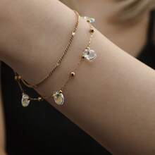 新款不锈钢星空吊坠可调节链手链，百搭小众设计 - 金色 - 查看 9