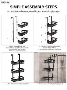 1pc 2/3 Tier Bathroom Door Hanging Storage Rack, Hole-Free Bathroom Organizer, Multi-Function 3-Layer Hanging Bathroom Storage Rack, For Bathroom Organization And Storage, Bathroom Accessory - Multicolor - View 13
