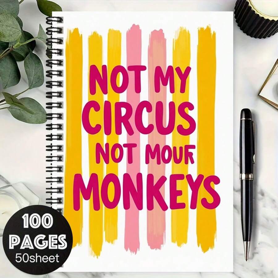 1 pezzo Taccuino a spirale personalizzato di moda con la scritta "NOT MY CIRCUS NOT MY MONKEYS", 100 pagine ad alta capacità, adatto per registrazioni di lavoro, appunti di studio, uso quotidiano scolastico. Regalo pensieroso per laurea, compleanno e altre occasioni, può essere utilizzato per la scrittura di diari, pianificazione quotidiana, blocco note, pratico ed elegante. - G - Visualizzare 1