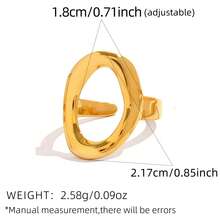 Uself Bộ 1 chiếc nhẫn hình bầu dục bất đối xứng mạ vàng 18K, thiết kế cong mềm mại, thích hợp đeo hàng ngày, hẹn hò, dự tiệc, làm quà tặng, dành cho những người yêu thích phong cách tối giản. - Nhiều màu - Xem 7