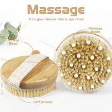 Bàn chải chà xát toàn thân bằng tre - Bàn chải massage tẩy tế bào chết khô và ướt, bao gồm các đầu massage chất lượng spa, lông bàn chải 100% tự nhiên giúp làm sạch sâu và chăm sóc mỡ lưng. - Xem 3
