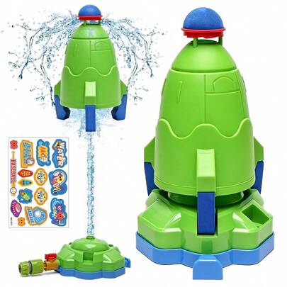 4-In-1 Rocket Shaped Water Sprinkler Toy, Experience Water Spray Launch, Baseball Hitting, Foot Stomp Launch, Rotating Water Spray, Children's Pool Party Toy, Backyard Water Play Toy, Summer Outdoor Gift, Top Choice For Camping Water Toy