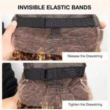 ZHENDEFA 4/27 渐变蜂蜜金棕色隐形绑带360°蕾丝前假发，真人发抽绳挑染水波纹蕾丝前假发，真人发预拔毛隐形绑带360°高清透明蕾丝假发，200%密度，女士无胶假发 - S4/27 - 查看 11