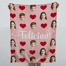 1 pătură de flanel personalizată, potrivită pentru pat, sufragerie, canapea, exterior, plajă, camping, animale de companie, se poate personaliza cu portretul familiei/animalului de companie/cuplului, cadou ideal pentru Crăciun, Ziua Mamei/Tatălui, familie, ziua de naștere, prieteni - Multicolor - Vizualizare 3