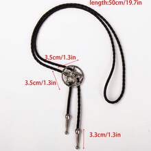 1pc Western Cowboy Wolf Head Bolo Tie, Gothic Pentagram Goat Head Necklace Pendant, Unique Accessory - Multicolor - View 2