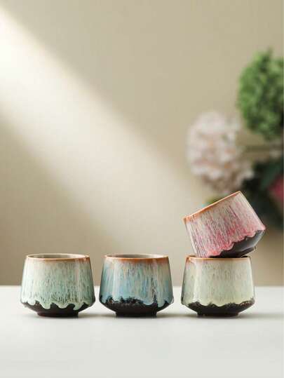 1pc 200ml Luxury Ceramic Reactive Glaze Coffee Cup, Handmade Using Ancient Oxidation Technique, Suitable For Espresso And Tea, Convenient For Home And Office Use, Great Gift For Holidays