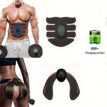 AXH 5-In-1 Wireless Muscle Stimulator: USB Rechargeable, 19 Speed Levels, Full Body Fitness, Abdominal & Glute Training, Myofascial Massage - Black - View 2