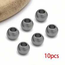 10颗纹理细小圆形散珠，不锈钢纹理条纹隔珠，球珠，适用于DIY手链、珠宝制作、工艺品制作，尺寸4/5/6毫米 - 彩色 - 查看 11