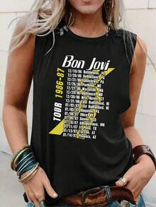 Round Neck Sleeveless Summer Tank Top, A Stylish And Versatile Piece - Black - View 1