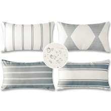 OTOSTAR - Fundas de Almohada Decorativas para Exteriores Impermeables Fundas de Almohada de Jardín de 12 x 20 Pulgadas Funda de Cojín Geometría Fundas de Almohada Carcasa de Almohadas para Muebles - Gris - Ver 1