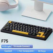 AULA F75 75% Wireless Mechanical Keyboard, Hot-Swappable Custom Keyboard With Knob, RGB Backlit, Pre-Lubed Linear Switches, 2.4GHz/Type-C/BT5.0 Connectivity, Gaming Keyboard - View 5