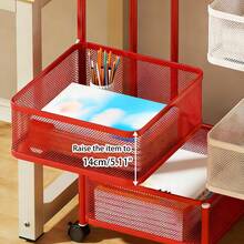 Office Storage Cart, Multi-Layer Rotating Shelf, For Office Storage Mobile Multi-Layer Shelf With Rolling Baskets Ideal For Organizing Books, Floor-Standing Baskets Suitable For Office Or Bathroom Use - 查看 8