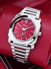 男士奢华八角形表盘腕表 - 不锈钢表带，简约模拟腕表，带小秒针表盘，适合商务和休闲场合佩戴（多种颜色可选） - 均碼 - 查看 2