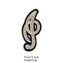 1pc Cute Zinc Alloy Rhinestone & Enamel 26 English Letter Brooch, Suitable For Women's Daily Wear - Gold and Black - View 25