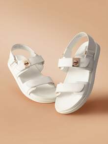 Flat Sandals For Women Comfortable Open Toe Summer Sandals Adjustable Fashion Cute Casual Sandals Shoes - 白色 - 查看 2