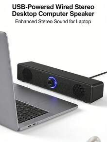 1pc Wired Computer Speaker, Desktop Home/Office Laptop Stereo Surround Sound Speaker With Subwoofer, Suitable For Home, Office, Gaming, Music - View 8