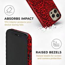 Red-Black Leopard Print Two-In-One Matte Texture Phone Case Suitable For Compatible With Iphone17,16, 15, 14, 13, 12, 11, PRO MAX,PLUS, , Galaxy S21/22/23/24/25 Ultra/FE+,NOTE20 Ultra,A71/56/55/54/53/52/36/34/26/25/23/16/15/14/13/06 - 彩色 - 查看 6