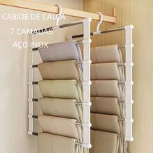 Kit Of 4/2/3/1 Hangers With 7 Compartments For Pants, Towels, Scarves, Clothes Organizer, Reinforced Stainless Steel, Durable - trắng - Xem 1