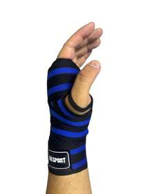 Hand Wraps, Forearm Guards - Schwarz mit Blau - Übersicht 3