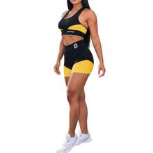 Conjunto Academia Short Cos Alto + Top Fitness Feminino - Amarelo - Visão 1