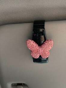 Clip de gafas de sol de coche de lujo de verano nuevo con mariposa de arcilla de diamante completo de alta calidad INS Original - A - Ver 3