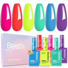 Beetles 15ML 6 Colors  HEMA-Free Pastel Gel Polish - Fairy Tale Dream, Pastel Yellow Pink Blue Purple, Colorful Bottle, Soak Off UV LED Manicure - 6 màu, 15ml, bong bóng neon không chứa Hema - Xem 7