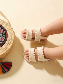 Newborn/Infant Girls' Soft Bottom Retro Sandals, Infant First Walking Shoes, Kindergarten Footwear - Beige - View 6