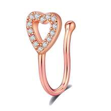 无痛鼻夹，极简铜质微镶嵌氧化锆心形U型鼻饰 - 愛心鑲鑽鼻環 - 查看 8