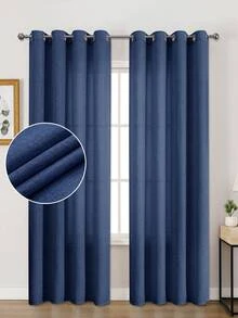 1pc/2pcs Light Filtering Curtains/Top Tie Solid Curtains/Light Balancing Filtering Sunlight Curtains, Multiple Sizes & Colors Available, Faux Linen Texture Suitable For Living Room, Bedroom, Kitchen, Home, Farmhouse, Rustic Decor, Beige Curtains - Beige - View 10