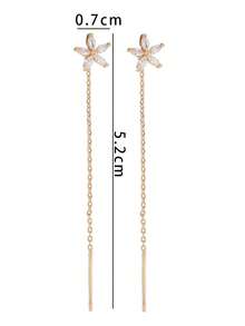 1 Đôi bông tai xỏ lỗ thời trang tối giản đính đá Zirconia hình ngôi sao tua rua - Vàng - Xem 8