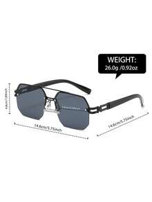 一副男士无框不对称多边形时尚眼镜，金属材质，带防护功能，风格轻盈奢华，兼具实用性和时尚感，双梁设计，适合街头穿着。 - 彩色 - 查看 7