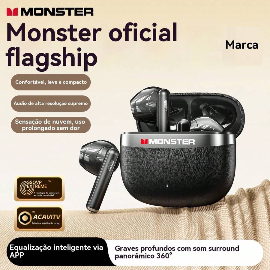 Monster Q11 True Wireless Earbuds, Semi-In-Ear Design, Bluetooth 5.4, 30H Playtime, HD Sound, Low Latency For Music & Gaming – Black - View 1