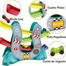 Pista de Coches Rampas para Niños,Juguete de Carreras Educativo,Regalos para Niños para Navidad,Cumpleaños - Azul - Ver 2