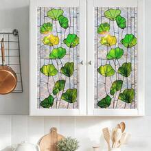 1/4片装热带花卉图案彩色玻璃窗膜，可重复使用静电吸附式隐私膜，适用于卧室、厨房、浴室、书房，为家居装饰增添清新气息 - 多色 - 查看 3