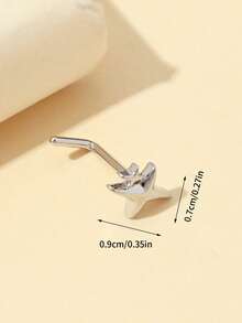 1个钛金G23L白色锆石精致鼻环 - 銀色 - 查看 3