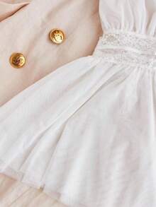 性感露肩女士睡裙 - 深V领透视网纱睡衣连衣裙，无胸垫，适合优雅时尚的四季睡衣，浪漫睡裙 - 白色 - 查看 4